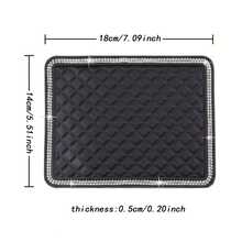 Alfombrilla antideslizante para coche con diseño de rombos grandes, almohadilla creativa con decoración de strass para el salpicadero, teléfono y navegación