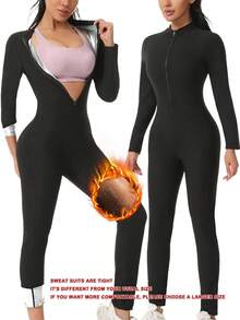 Women's Solid Color Waist Training Bodysuit, Tight Fitness Top, Sauna Slimming Jumpsuit - Silver - View 6