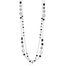 Noessla Layered Long Necklaces For Women Crystal Beaded Statement Necklace Sweater Silver Chain With Gifts Box Jewelry{Inchcolor_nameinch:InchBlackinch} - Hitam - View 1