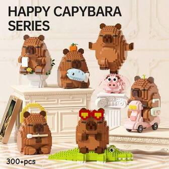 300+ delar söta kapybara byggklossar för vuxna, 14+ år, gör-det-själv-byggklossar i djurserien, skrivbordsdekoration, tryckavlastning, stressavlastning, heminredning, monteringsdocka, kontorsprydnad, födelsedagspresent, fars dag-present, bröllopspresent, bröllopsdekor, examenspresent