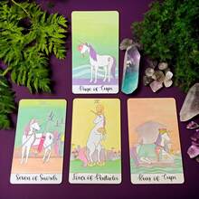 小型水晶独角兽塔罗牌英文卡牌，适合圣诞派对礼物、娱乐、占卜、命运棋盘游戏和卡牌游戏 - 彩色 - 查看 5