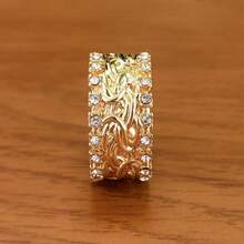 Rhinestone trang trí bện nhẫn - Vàng - Xem 5