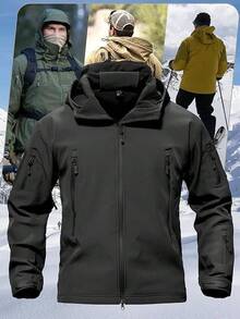 chamarra táctica con capucha para hombre,chamarra de senderismo para exteriores,de forro polar,cálida para invierno,resistente al agua y viento - gris - Ver 9