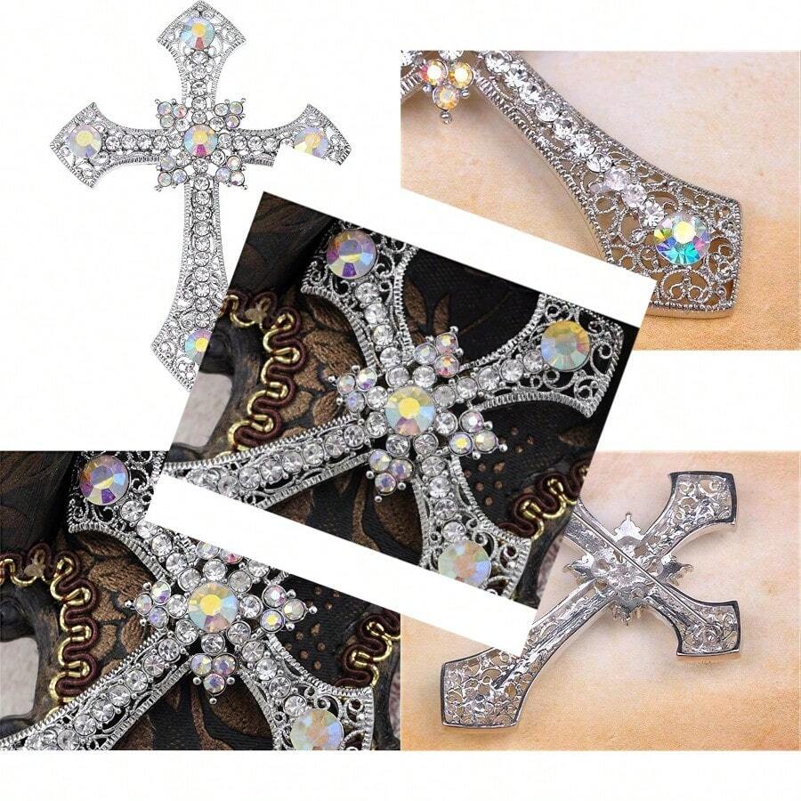 Animal Brooch For Women Men Rhinestone Crystal Brooch Pins Silver Plated Valentines Day Gift - Cross - View 1