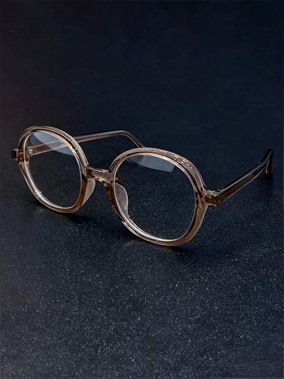 复古经典小框圆形透明镜片眼镜，男女皆宜的朋克艺术风高端街头风格眼镜
