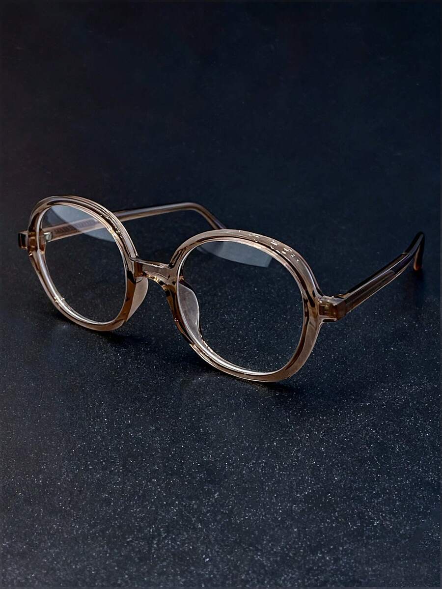 复古经典小框圆形透明镜片眼镜，男女皆宜的朋克艺术风高端街头风格眼镜 - 彩色 - 查看 1