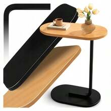 C-Shaped Side Table Black , Modern Multifunctional Coffee & Laptop Table for Living Room, Bedroom, Office, or Balcony, Compact 60cm Height Sofa Table, Space-Saving Industrial Loft Design, Elegant Black & Brown Accent Furniture. - 黑色與棕色 - 查看 2