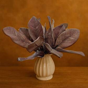 2片人造玉兰叶婚礼装饰，秋季室内家居装饰，仿真树叶装饰，仿真玉兰叶，适合全年及节日绿植装饰，秋季感恩节装饰，家居丰收装饰，节日装饰