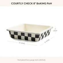 8Inch Enamel Baking Pan Metal Oven Pan For Baking BlackandWhite Courtly Check Design Perfect For Home Kitchen Use Durable NonStick Surface Ideal For Cakes Cookies And Roasting Vegetables - CourtlyCheck - 查看 4