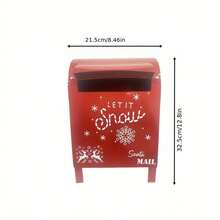 户外金属圣诞邮箱，复古设计，金属材质，顶部开口，可存放写给圣诞老人的信件，适合室内外使用，可用作节日装饰、圣诞装饰，北极邮递员信件收集器