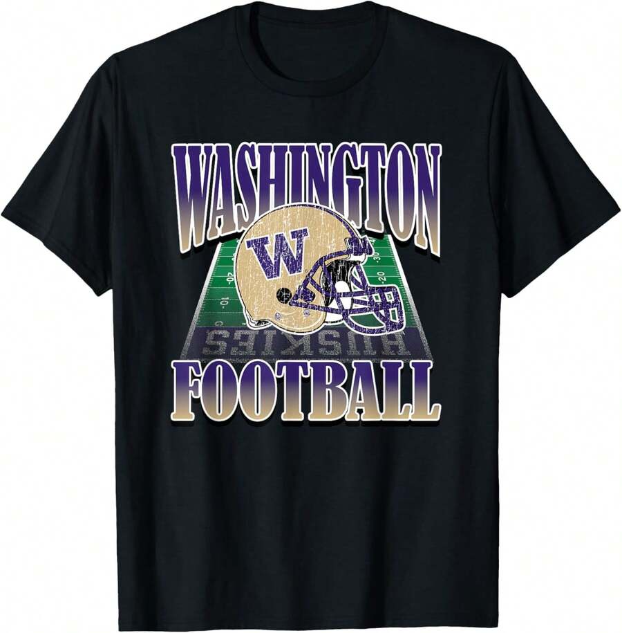 Washington Huskies Vintage Football Helmet 90's T-Shirt - màu đen - Xem 1