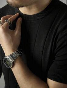 Men's Casual Short-Sleeve Crew Neck Solid Color Knit T-Shirt - màu đen - Xem 2