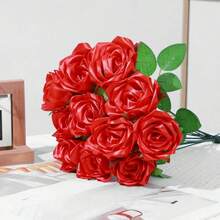 300pcs Pre-Made Satin Rose Petals, Semi-Finished Product, Suitable For Eternal Rose DIY, Eternal Flower Bouquet, Rose Satin Petals, Applicable For Wedding Anniversary, Birthday, Mother's Day, Gift For Women, Birthday Gift, Home Decor Living Room, Home Decor, Home Accessories, Artificial Flowers - Red - View 11