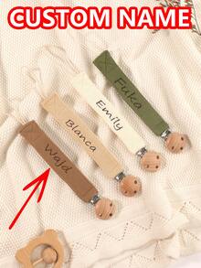 2pcs Personalized Baby Pacifier Clip Cute Polka Dot Print Customized Patterns For Boys And Girls, Custom Baby Pacifier Clip Universal Soothing Clip, Suitable For Halloween, Baptism, Thanksgiving, Christmas Giftsbaby Shower Family Decorations Gifts - Multicolor - View 1