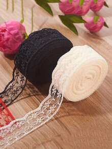 10码DIY织带花边，现代蕾丝饰边，适用于缝制婚礼装饰、发饰制作和礼品包装 - 彩色 - 查看 3