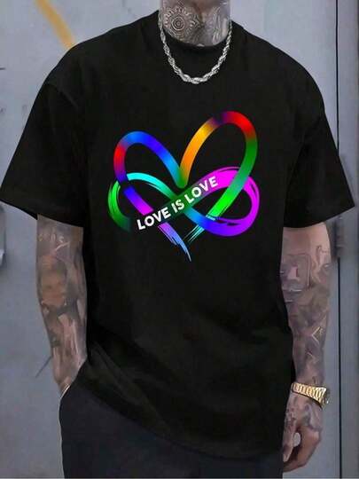 100% Algodón Mes del Orgullo LGBT Corazón Recto Con Amor Es Amor Camiseta Gráfica para Mujeres y Hombres Tops Casuales