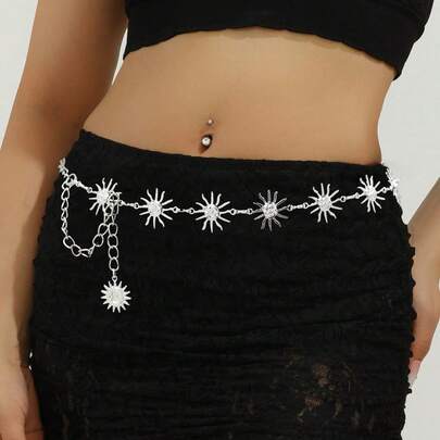 1pc Boho Zinc Alloy Sun Waist Chain, Suitable For Wedding & Holiday