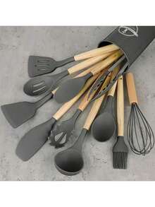 12件套高端不粘硅胶厨房用具，带人体工学木柄 - 耐热易清洗，适用于烹饪和烘焙，经久耐用 - 是学校和家庭烹饪爱好者的理想之选 - 彩色 - 查看 10