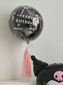 2 sets de ballons en latex rose/blanc/noir de 45 cm avec rubans, nœuds papillon DIY, pour petite amie, décoration d'ambiance pour demande en mariage - Noir - Voir 4