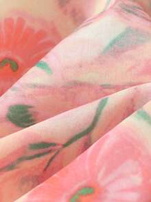 Women's Floral Print Long Sleeve Shirt, Spring/Summer Vacation Pink - Pink - View 5