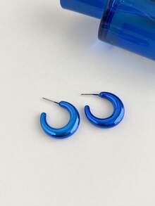 1 对经典个性化糖果色创意新月环状耳环，适合女性日常佩戴 - A款式 - 查看 26