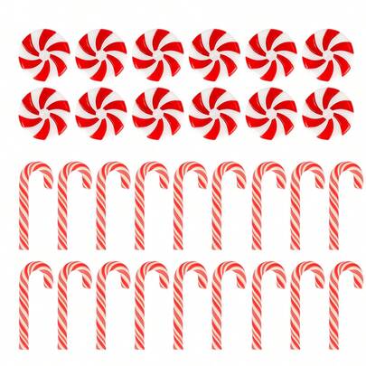 10/20sets Mini Christmas Candy Cane Decor Set, Fake Candy Decor Peppermint Ornaments Xmas Table Scatters Red And White Candy Vase Filler For Decorations, Party Favors Supplies For Crafts, New Year, Christmas Tree Hanging Dec, New Year's Birthday Gift