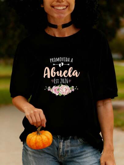 Camiseta de anuncio de embarazo en español Promovida A Abuela 2026, camisetas gráficas para mujeres, tops cortos, conjuntos de verano para mujeres, tops de verano