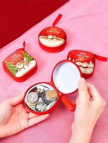 1 pieza Bolsa navideña brillante para la temporada de fiestas, neceser de maquillaje con temática de brillo, mini bandolera, combinable con atuendo navideño 2025