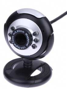 Cámara web para PC 360 grados con micrófono externo para oficina en casa CM009 - Blanco y Negro - Ver 1