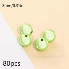 80pcs 8mm Cool Laser Reflective Acrylic Beads Set, Y2K Iridescent Loose Beads For DIY Jewelry Making, Handmade Bracelet, Necklace, Phone Chain, Bag Accessories, Beading Supplies - Multicolor - View 8