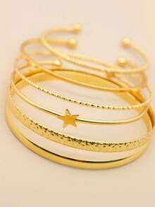 6pcs Star Decor Bangle - 黃金 - 查看 4