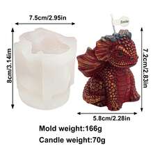 Moldes de silicona para velas con diseños de dragones fantásticos surtidos - Abrazando, meditando, eclosionando huevos y talla grande estilos, duraderos para velas, resina, arte de arcilla, manualidades de decoración del hogar DIY - Blanco - Ver 8