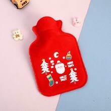 1pc Christmas Plush Hot Water Bottle Filled With Water To Warm Hands And Carry Warm Baby With You-Pattern Random Hair - Red - View 8