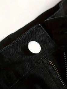 Teen Boy Black Jeans, Grey Elastic Slim Fit Casual Comfortable Denim Pants, Suitable As Gift For Teen Friends Party - Black - View 5