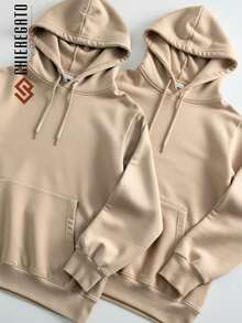 Kit Of 2 Hooded Sweatshirts, Casual Basic Style, Unisex Winter Set - - Beige/Beige - View 1