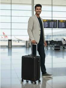 10kg Standard ANAC Travel Suitcase With 360° Removable, Expandable, Rigid, Lightweight, Durable, Premium ABS, Small Executive Carry-On Luggage, Sturdy, Reinforced, Silent Wheels, YGM Suitcases, Colors: Black, Blue, Pink, Gold, Silver, Beige - màu đen - Xem 2