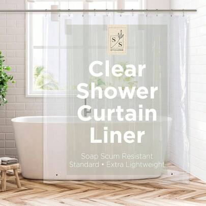 Shower Curtain Liner, Premium Lightweight Durable Waterproof 3g PEVA Bathroom With Weighted Magnets, Standard Size 70x 72 1 Pack