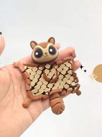 3d Printed Flying Squirrel Keychain - Cute Sitting/Resting Pose Expressive Eyes Lightweight Backpack Accessory And Pet Lover Gift Available In Multiple Colors (Dark Brown/Light Brown) Phone Accessories