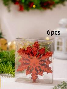 6件套圣诞节雪花装饰吊坠，五种颜色可选：红色、金色、灰色、粉色和白色。圣诞树吊坠，适用于圣诞装饰、圣诞树摆设、圣诞礼物、客厅、卧室、书房装饰以及节日送礼。 - 彩色 - 查看 11