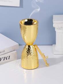 1Pc/1Set Metal Gold Aromatherapy Incense Burner. A Modern And Classic Conical Incense Burner With A Lid, Featuring Middle Eastern And Chinese Vintage Styles That Exude Nobility And Elegance. - Multicolor - View 7