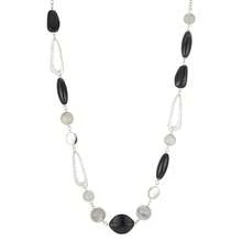 Noessla Layered Long Necklaces For Women Crystal Beaded Statement Necklace Sweater Silver Chain With Gifts Box Jewelry{Inchcolor_nameinch:Inch07-Blackgreyinch} - 07-黑灰色 - 查看 1