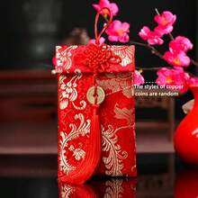 2pcs Chinese Knot Silk Red Packet Card Envelope Gift Pack Red Lucky Money Bag Suitable For New Year, New Year, Wedding Jade Pendant, Chinese New Year Thanksgiving Gift(Purely Handmade, Each Pattern Will Be Different) - Multicolor - View 5