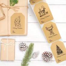 80/300/120 张/卷 复古圣诞贴纸，礼品包装标签，适用于 DIY 礼品包装、烘焙和装饰，可用作盒子封口贴纸、包装封口贴纸、商业产品包装封口贴纸、礼品盒装饰袋标签、封口贴纸 - 彩色 - 查看 13