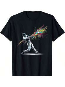 Men's Baseball Jersey With Colorful Baseball Player Drip - White - View 6