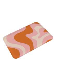 Liquid Swirl Retro Modern Abstract Pattern In Orange Pink Bathroom Rugs Soft Absorbent Memory Foam Bath Mats Set, Dry Fast Bath Mat, Machine Washable Bath Rug Set For Bathroom - 白色 - 查看 6