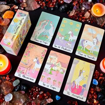 Small Size Crystal Unicorn Tarot English Card For Charistmas Party Gift Entertainment Divination Fate Board Game Playing Card Game