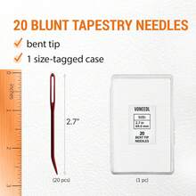 VONEEDL 20 PCS Bent Tip Tapestry Needles With Large Eye - Yarn Steel Knitting Needles In Storage Box - Crochet, Weaving, Darning,, And Crafting - 20 pcs - 查看 3