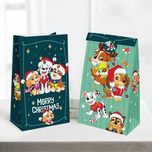 12 Stücke Tasche + 12 Stücke Aufkleber Paw Patrol Weihnachtsthema Party Geschenktüte und Weihnachtsmaske, Geburtstagsdekoration, Geschenkverpackungstüten, Papiertüten, geeignet für Geburtstag, Weihnachten und Silvester Party Zubehör, aber auch eine perfekte Wahl für Thanksgiving (12 Stücke Tasche + 12 Stücke Aufkleber).