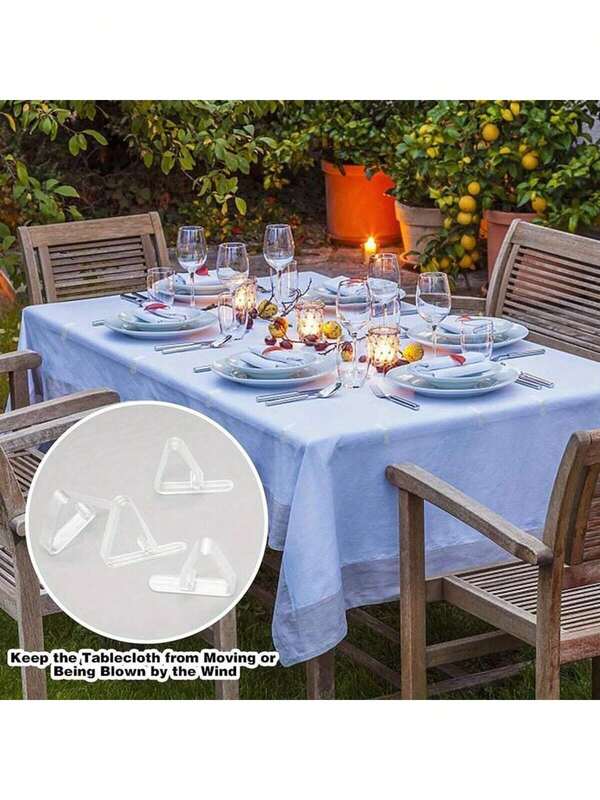 6/12/24PCS Transparent High Elasticity Plastic Tablecloth Clips, Tablecloth Non-Slip Fixing Tool, Coffee Table, Desk, Dining Table Cloth Clips, Suitable For Home Kitchen Table, Outdoor Picnic, Wedding Party