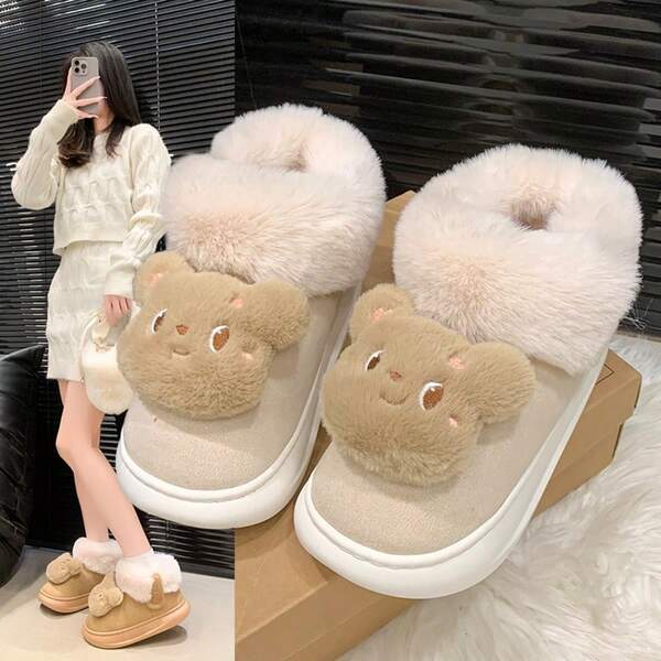 Comfortable Warm Cartoon Cute Bear Plush Snow Boots, Autumn/Winter